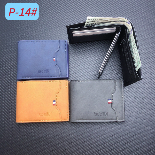 Men's PU short wallet with US dollars