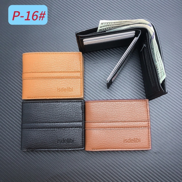Men's PU short wallet with US dollars