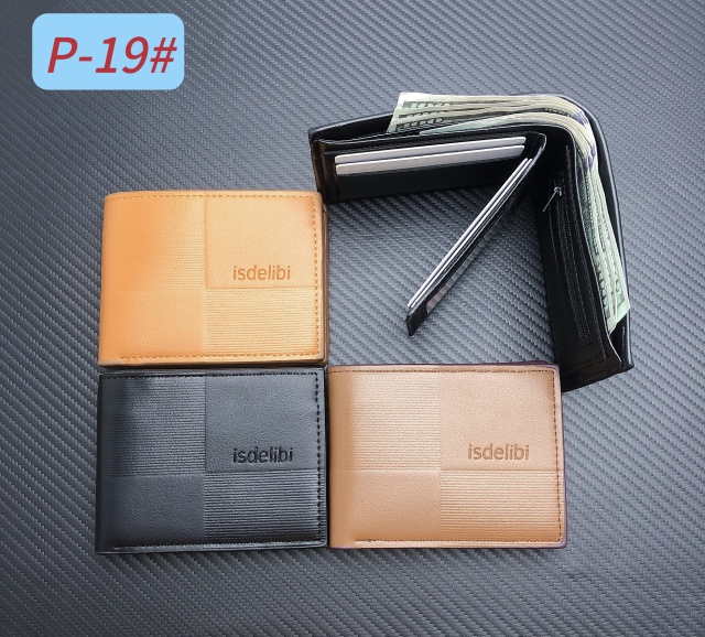 Men's PU short wallet with US dollars