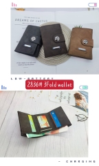 Men's three-fold embossed pu  wallet
