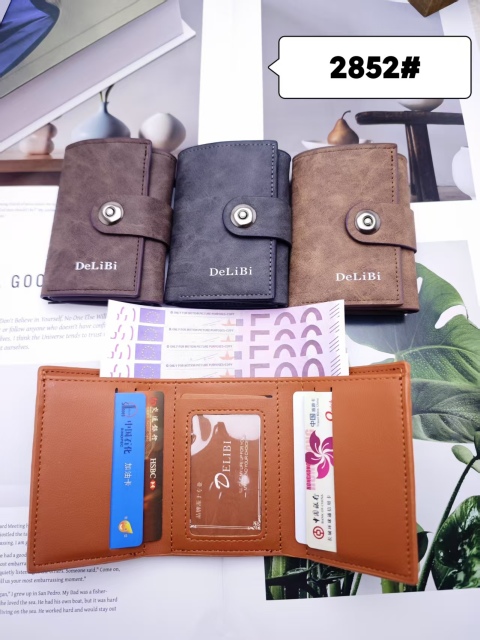 Men's three-fold embossed pu  wallet
