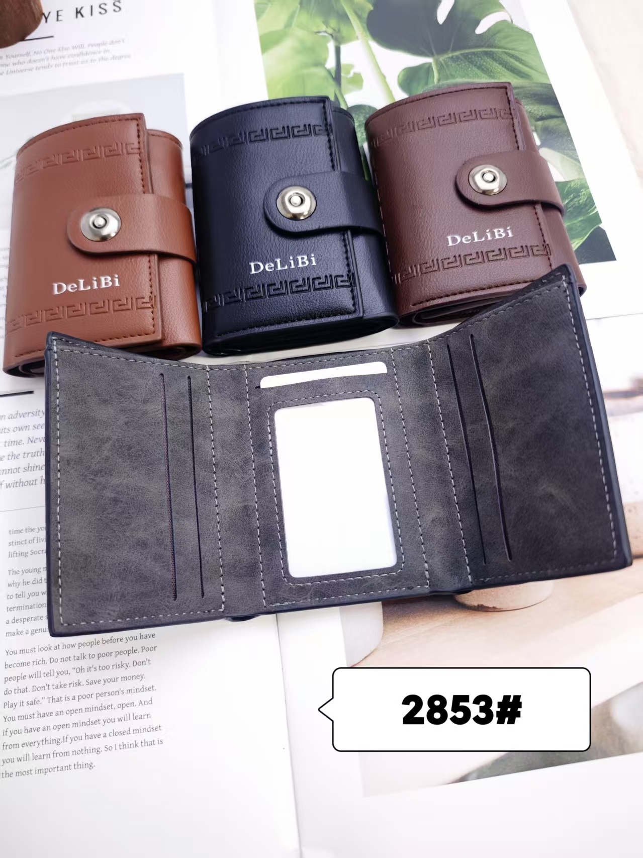 Men's three-fold embossed pu  wallet