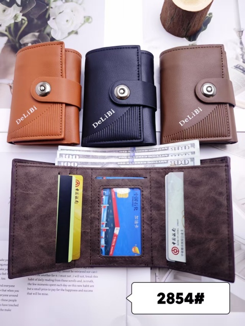 Men's three-fold embossed pu  wallet