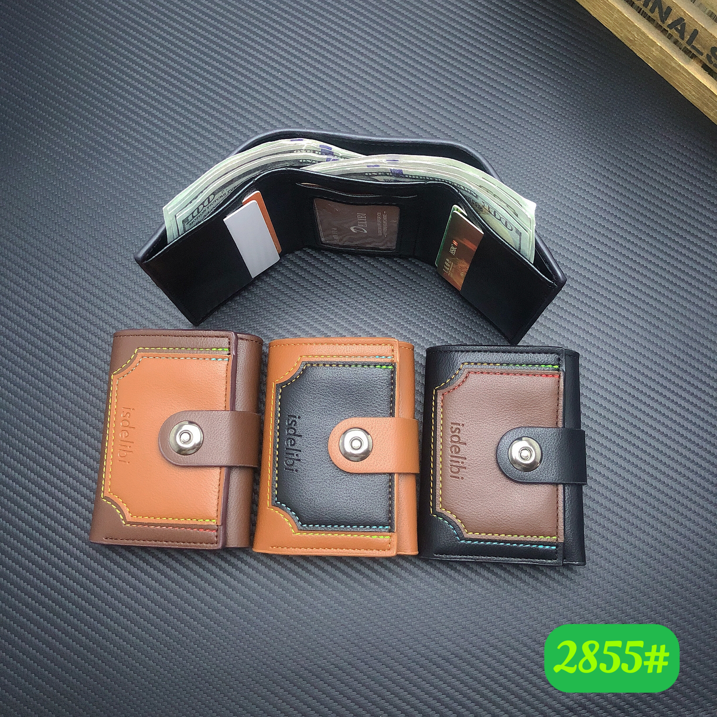 Men's three-fold embossed pu  wallet