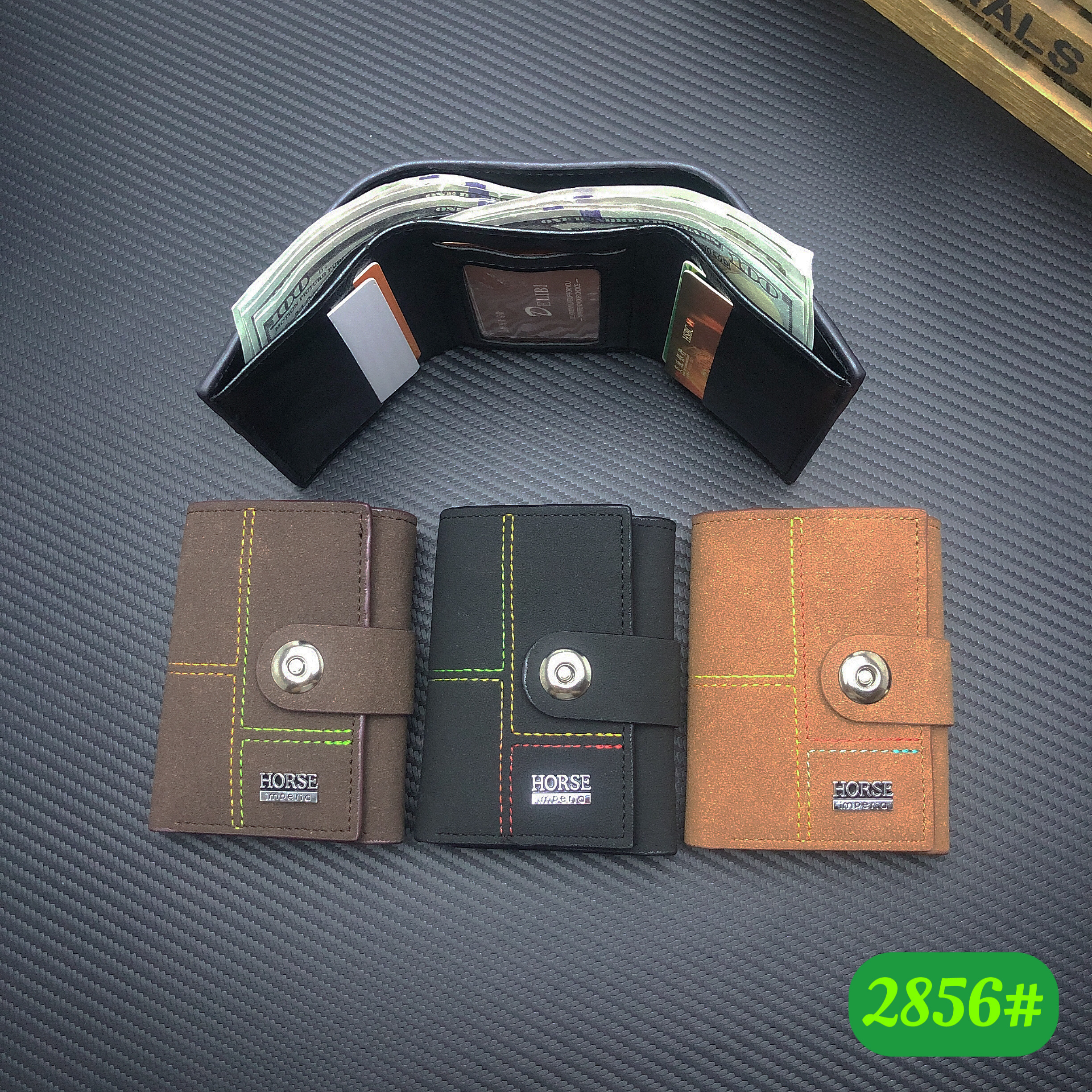 Men's three-fold embossed pu  wallet