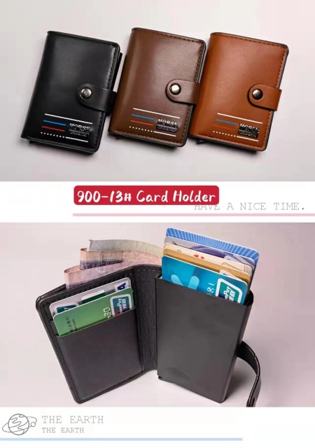 Men's PU aluminum case anti-theft card holder