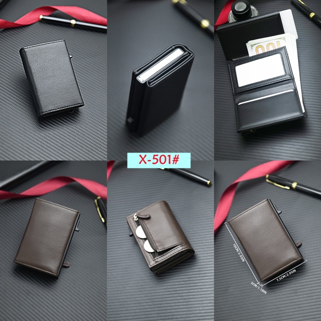 Men's PU aluminum case anti-theft card holder