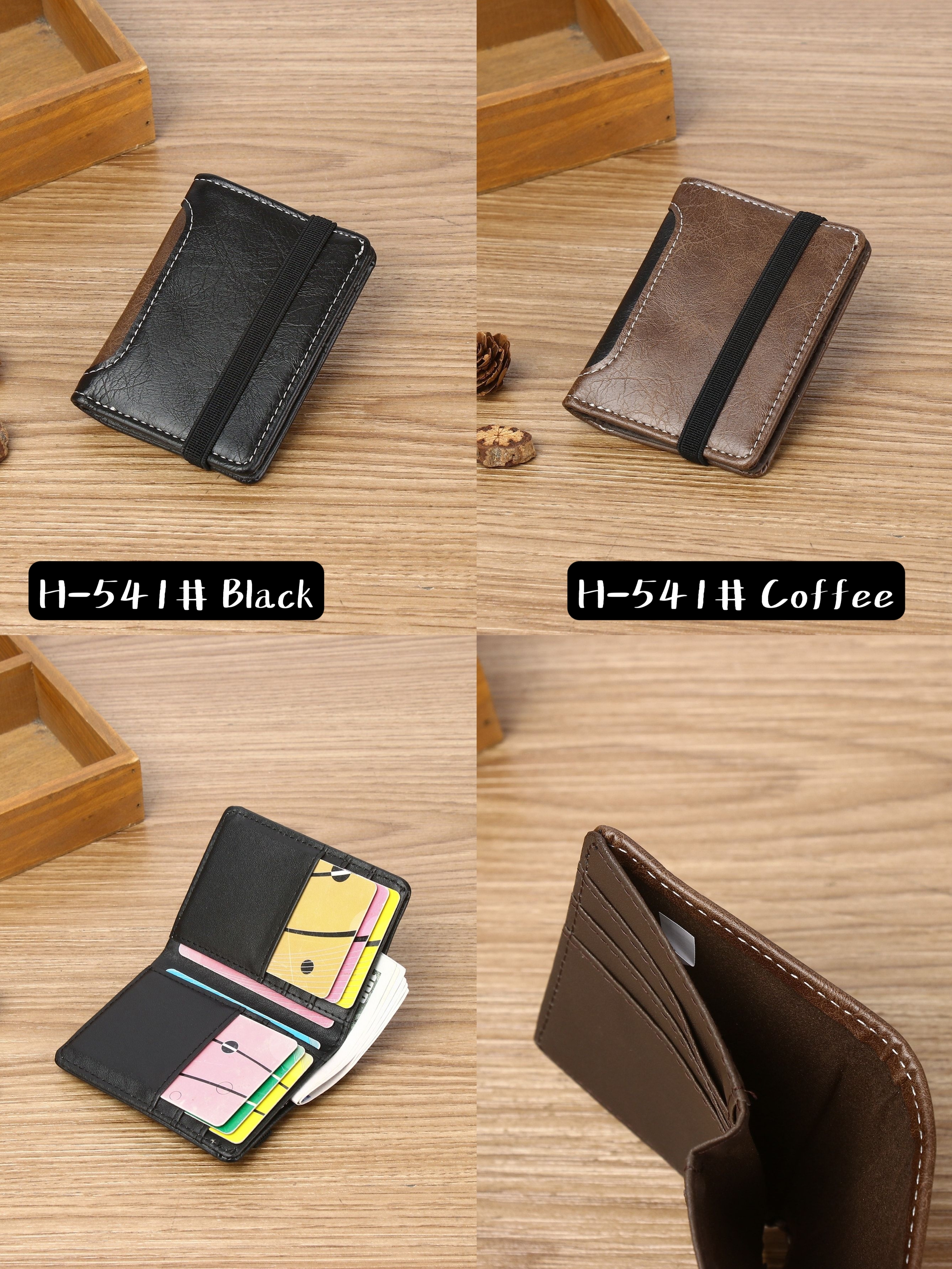 Men's PU simple and fashionable elastic card holder