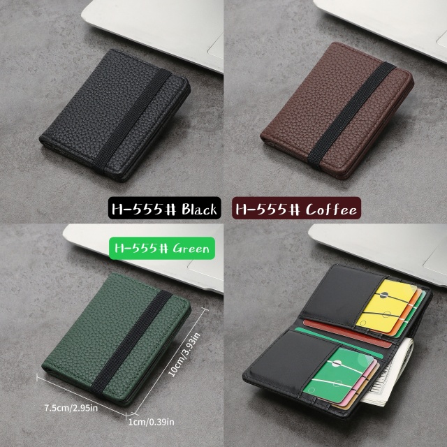 Men's PU simple and fashionable elastic card holder