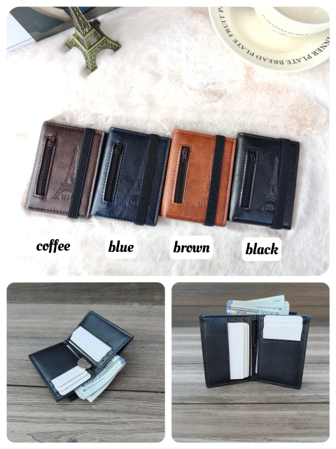 Men's PU simple and fashionable elastic card holder