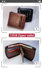 Men's fashion business PU zipper wallet