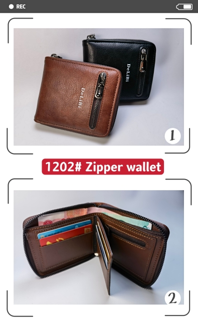 Men's fashion business PU zipper wallet