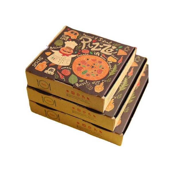 Food Grade Flute Corrugated Custom Printed Size Pizza Design Cardboard black slice Carton price corrugated Pizza Box