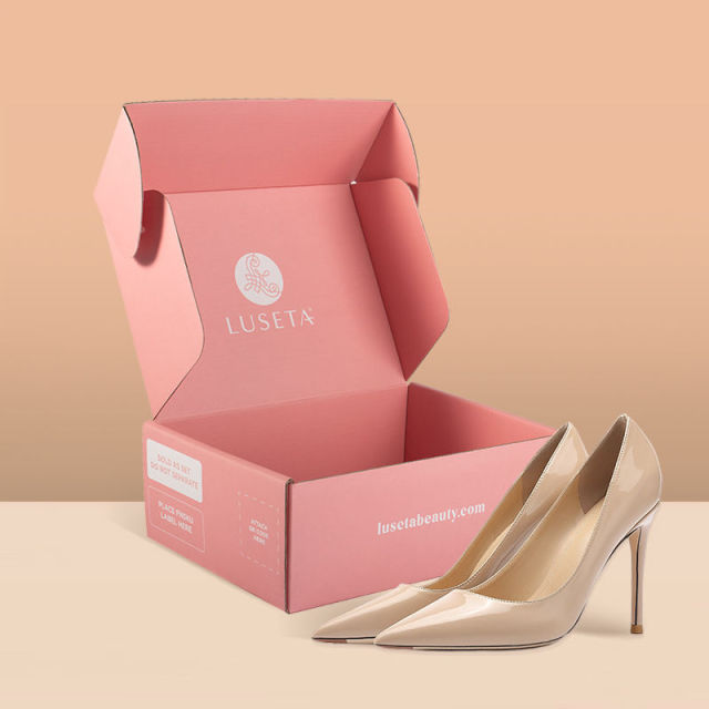 Custom logo luxury empty shoe box corrugated packaging paper shipping shoe boxes with logo packaging