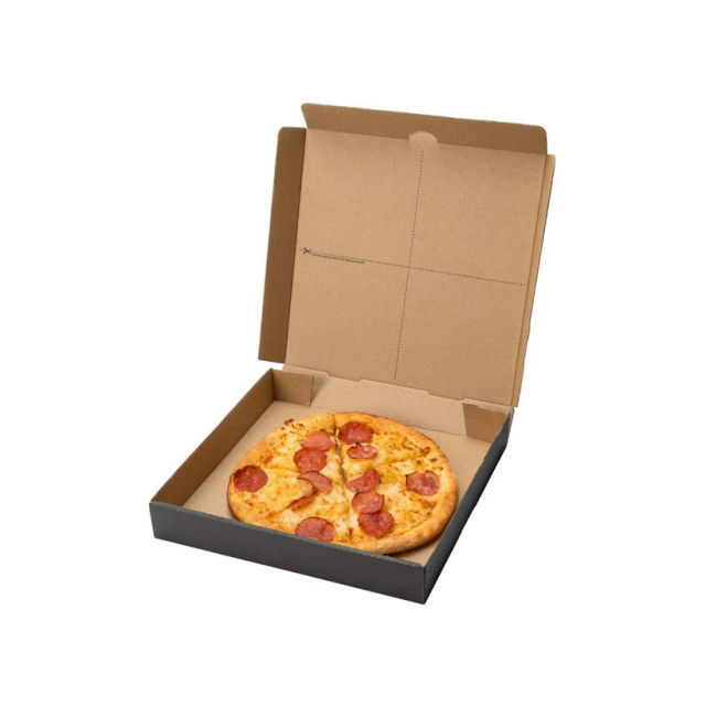Food Grade Flute Corrugated Custom Printed Size Pizza Design Cardboard black slice Carton price corrugated Pizza Box