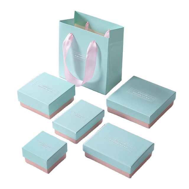 Wholesale Pink Mini Ring Necklace Storage Custom Paper Jewelry Box with Paper Bags