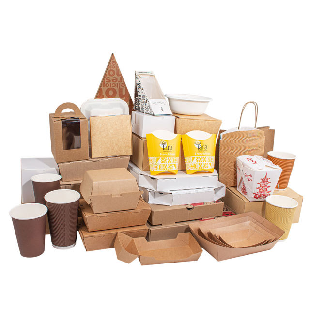 Cheap custom logo brown kraft paperboard bolsas papel catering takeout to go paper takeaway burger meal cake food container box