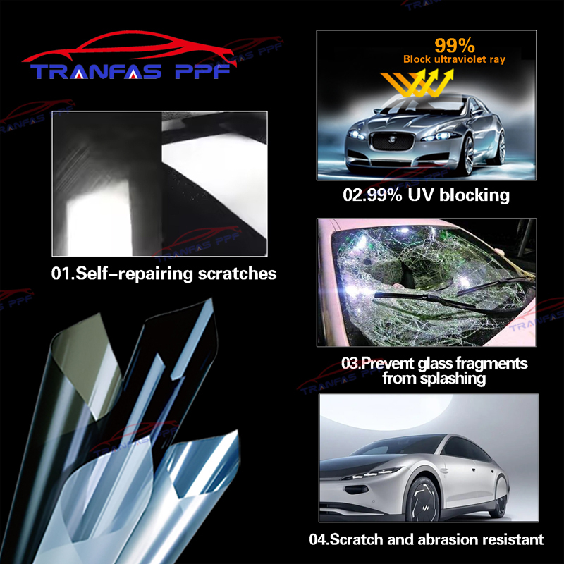 TPU Windshield Protection Film 8 mil UV Window Film High Hydrophobic Transparent Window Tint Film 1.52*15M