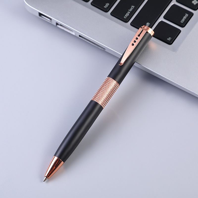 Rose Gold Metal Ballpoint Pen Signature Pen with Engraved Middle