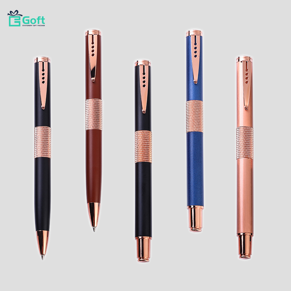 Rose Gold Metal Ballpoint Pen Signature Pen with Engraved Middle