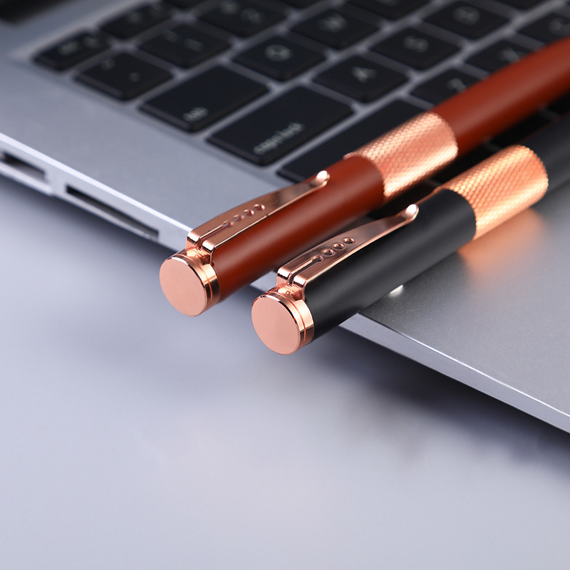 Rose Gold Metal Ballpoint Pen Signature Pen with Engraved Middle
