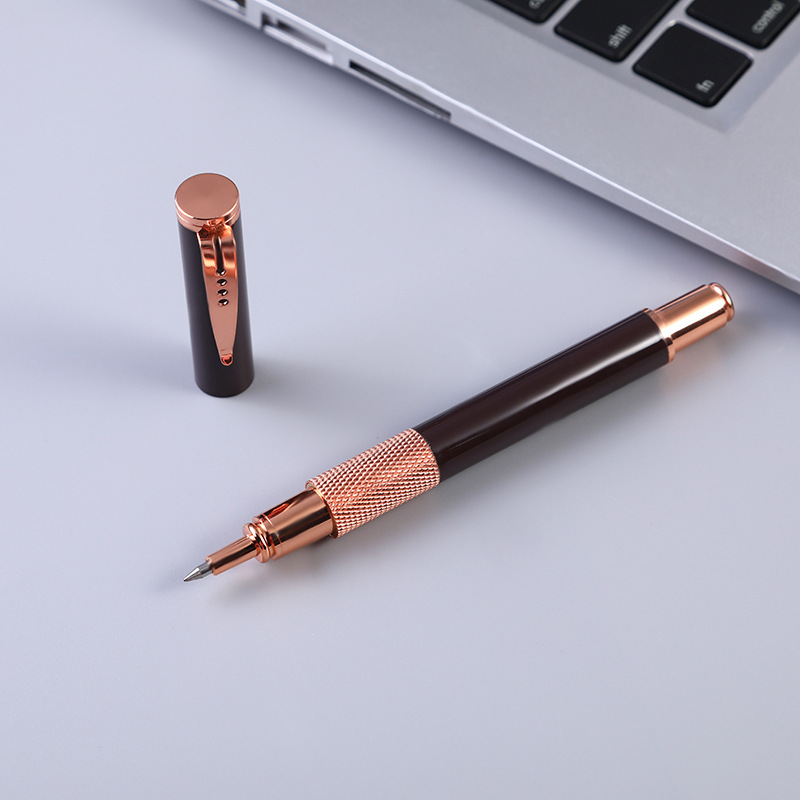 Rose Gold Metal Ballpoint Pen Signature Pen with Engraved Middle