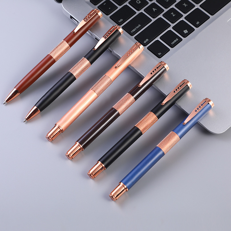 Rose Gold Metal Ballpoint Pen Signature Pen with Engraved Middle