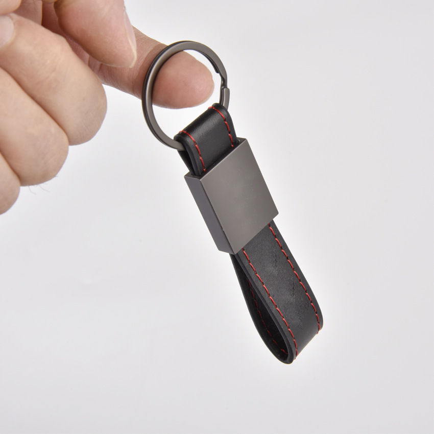 Black Leather Metal Keychain Car Logo Keyring