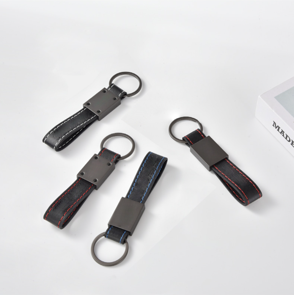 Black Leather Metal Keychain Car Logo Keyring
