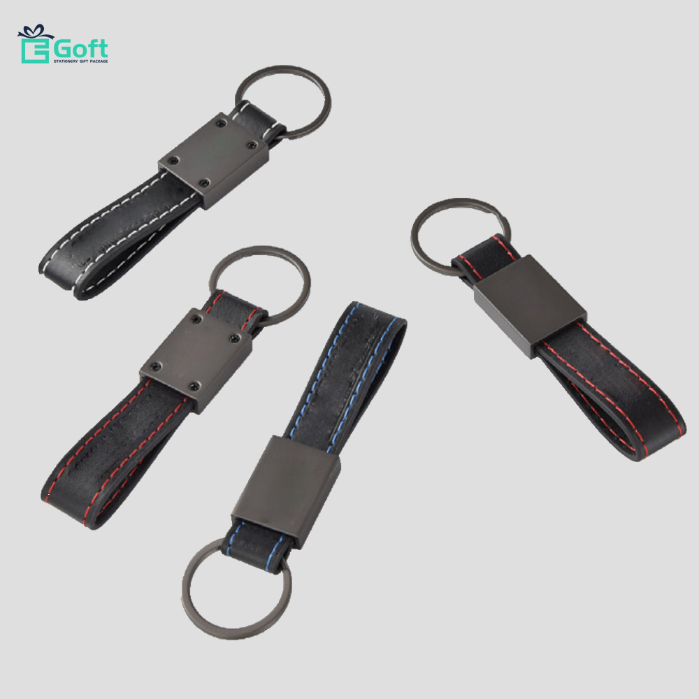 Black Leather Metal Keychain Car Logo Keyring