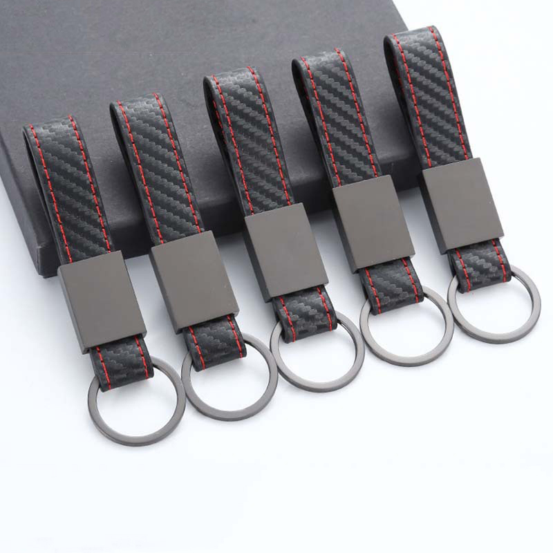 Black Leather Metal Keychain Car Logo Keyring