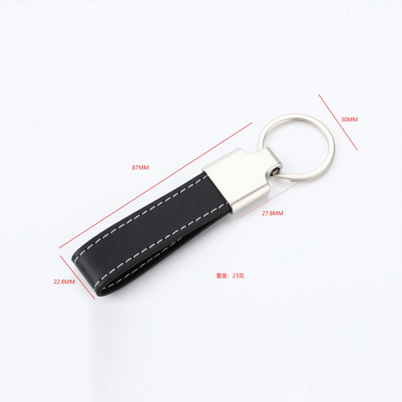 Metal Leather Promotional Keychain Custom Logo Keyring