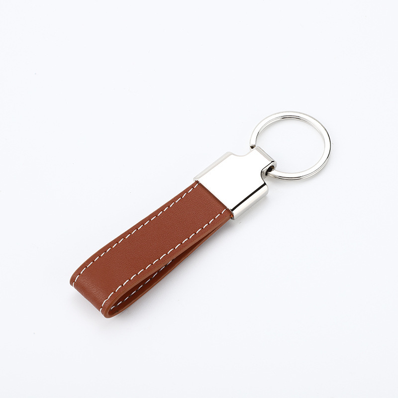 Metal Leather Promotional Keychain Custom Logo Keyring