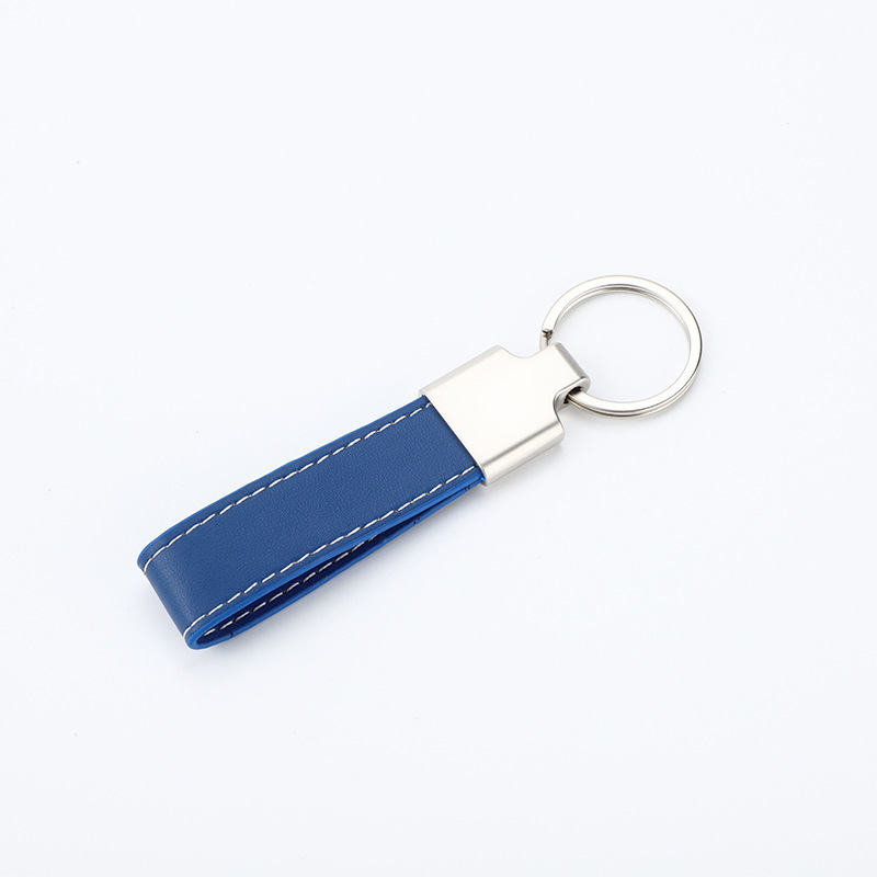 Metal Leather Promotional Keychain Custom Logo Keyring