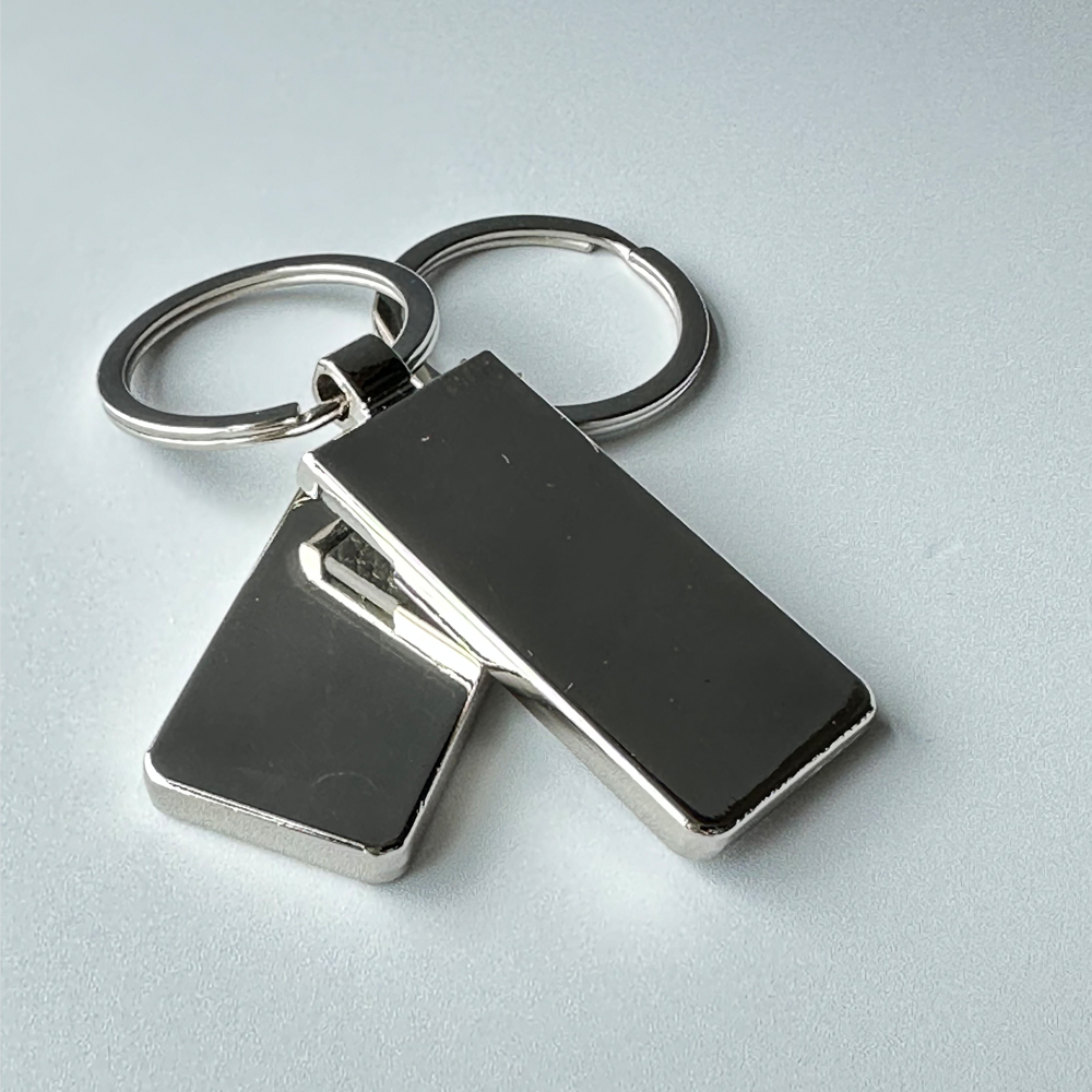 Dark Grey PU Leather Metal Keyring Bulk Promotional Blank Keychain