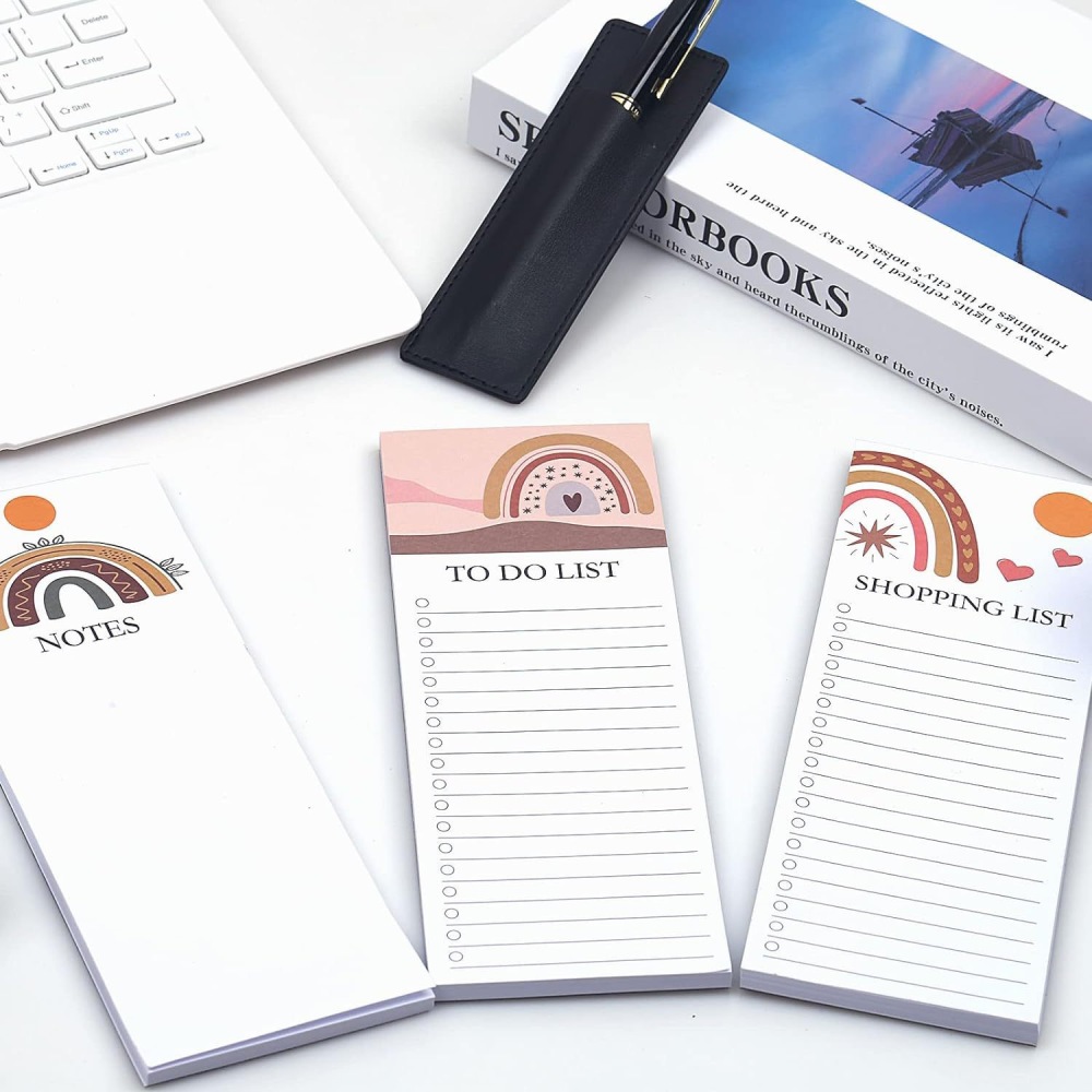 Handy Magnetic Notepad Set 3pcs Notepad Lists and 1pc Pen Holder