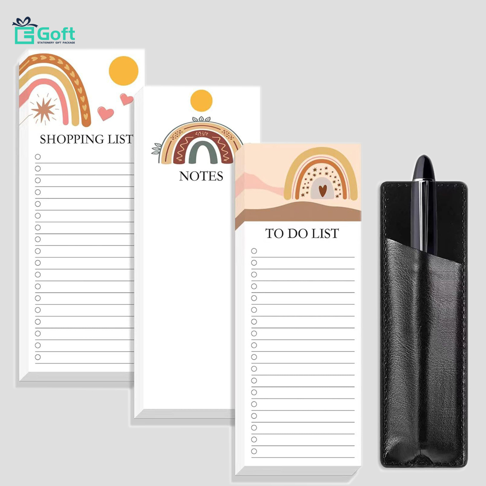Handy Magnetic Notepad Set 3pcs Notepad Lists and 1pc Pen Holder