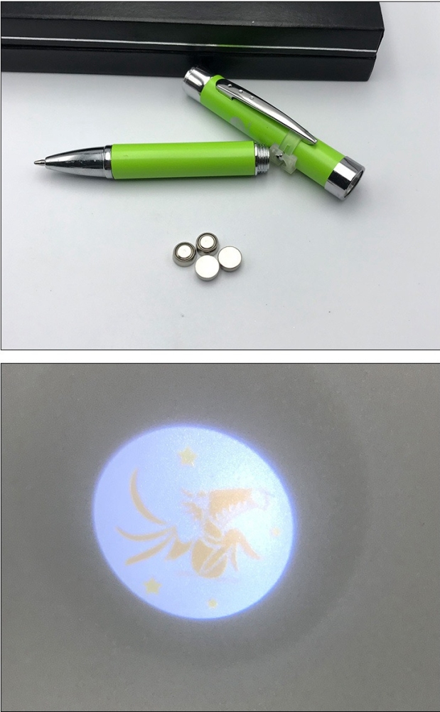 Promotional Logo Custom LED Image Projection Pen Flashlight Metal Projector Ballpoint Pen