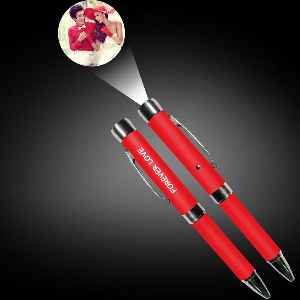 Promotional Logo Custom LED Image Projection Pen Flashlight Metal Projector Ballpoint Pen