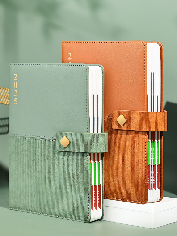 Yearly Monthly Daily Luxury Diary Spliced PU Leather Custom Business Notebook with Logo