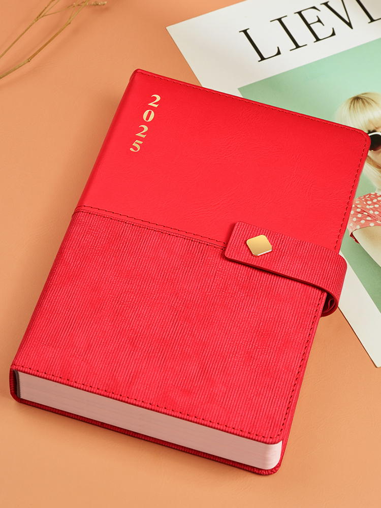 Yearly Monthly Daily Luxury Diary Spliced PU Leather Custom Business Notebook with Logo