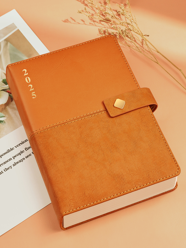Yearly Monthly Daily Luxury Diary Spliced PU Leather Custom Business Notebook with Logo
