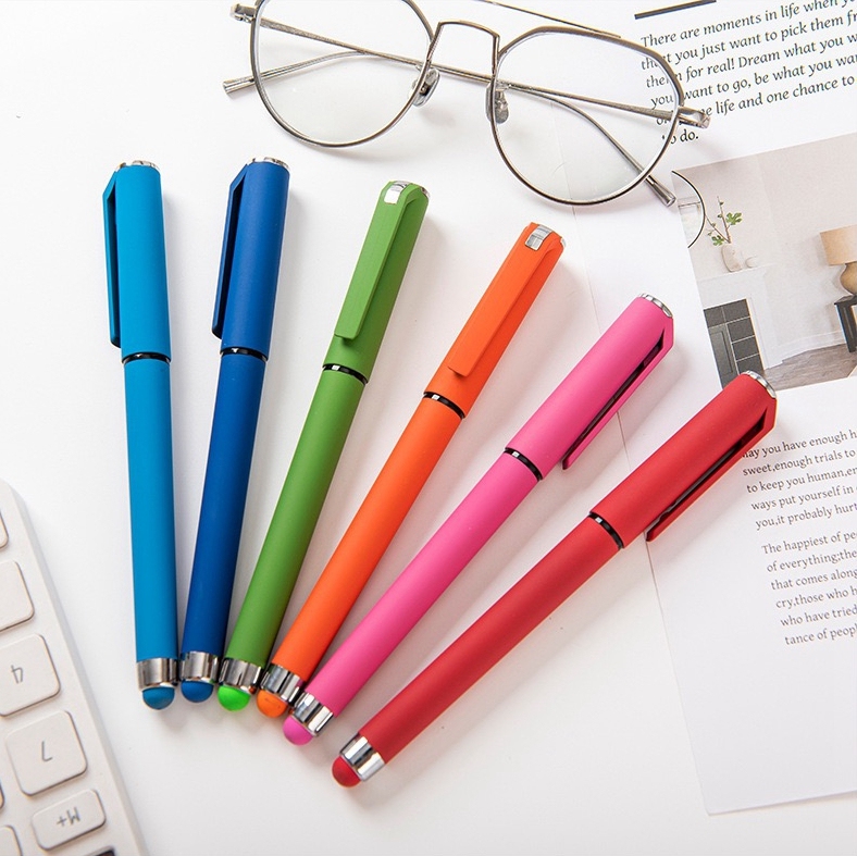 Novelty Nice Orange Color Touch Plastic Pen with Cap Custom Printed Promotional 0.5mm Plastic Gel Pen
