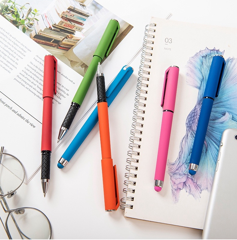 Novelty Nice Orange Color Touch Plastic Pen with Cap Custom Printed Promotional 0.5mm Plastic Gel Pen