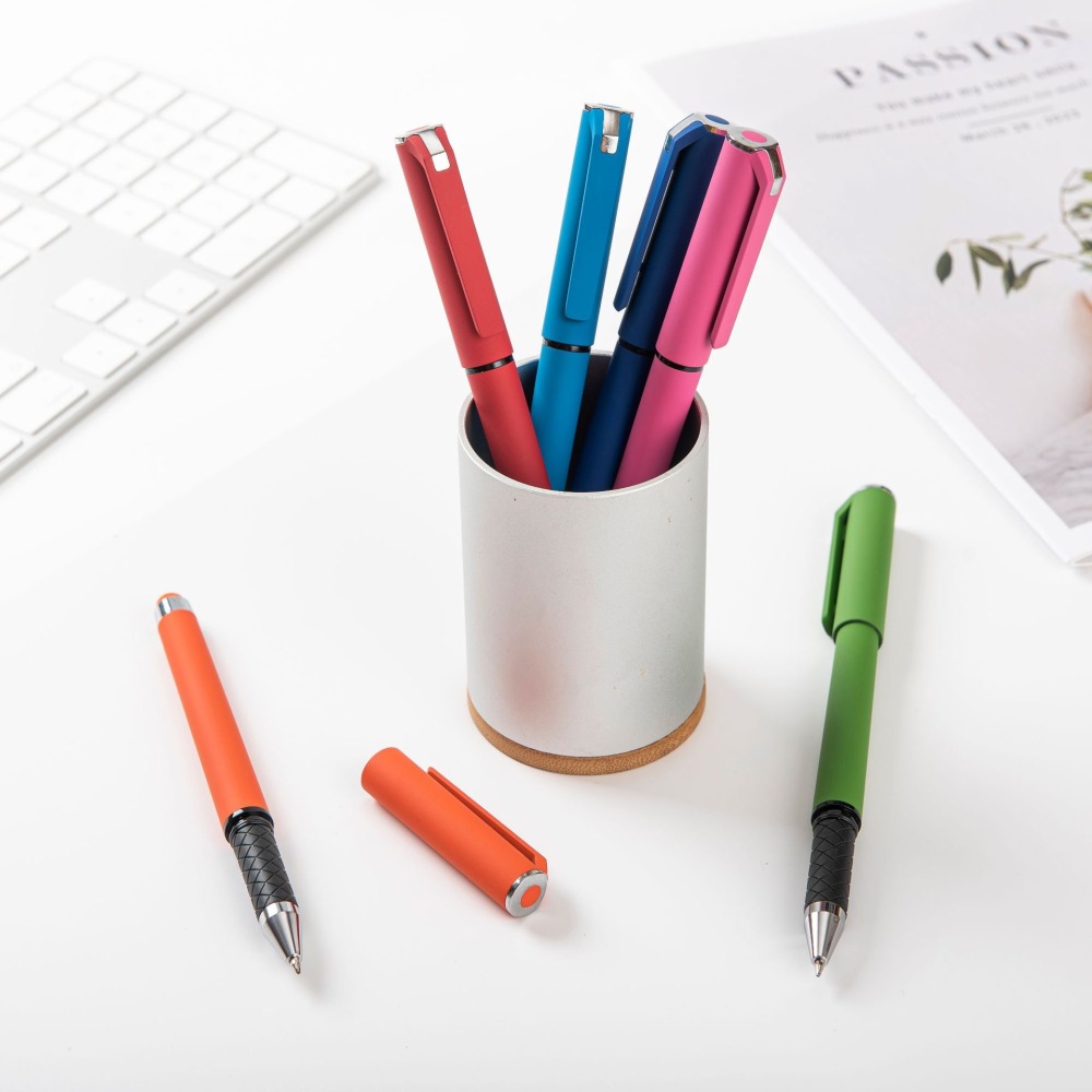 Novelty Nice Orange Color Touch Plastic Pen with Cap Custom Printed Promotional 0.5mm Plastic Gel Pen