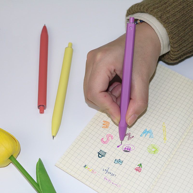 12 Colors Available Soft Rubber Touch Best Plastic Gel Pen with Smooth Writing Colored Gel Ink Refill