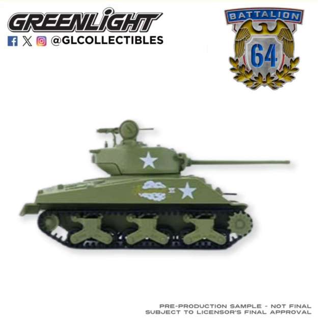 1:64 Battalion 64 Series 6 61060-B 1:64 Battalion 64 Series 6 – 1944 U.S Sherman M4A3 Tank - Thunderbolt VI - U.S. Army WWII - New Turret and Gun Barrel Tooling