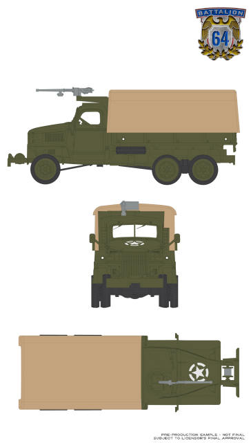 1:64 Battalion 64 Series 6 61060-C 1:64 Battalion 64 Series 6 – 1944 GMC CCKW 353 A1 2.5T Truck - U.S. Army WWII – New Tooling