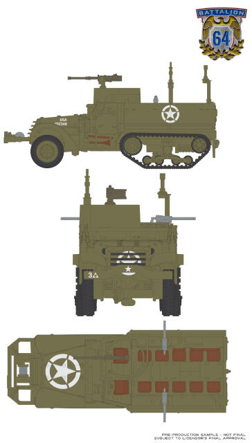 1:64 Battalion 64 Series 6 61060-E  1:64 Battalion 64 Series 6 – M3 Half-Track Personnel Carrier - U.S. Army WWII – New Tooling