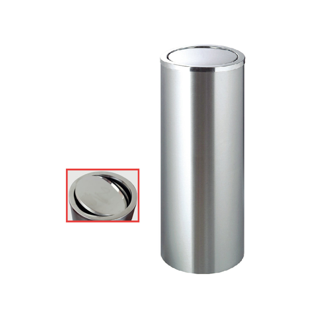Stainless Steel Rubbish Bin W/String Cover 不銹鋼平面搖蓋垃圾桶
